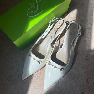 Sam Edelman Fitzgerald Kitten Heel in White Patent NEW WITH BOX NEVER WORN